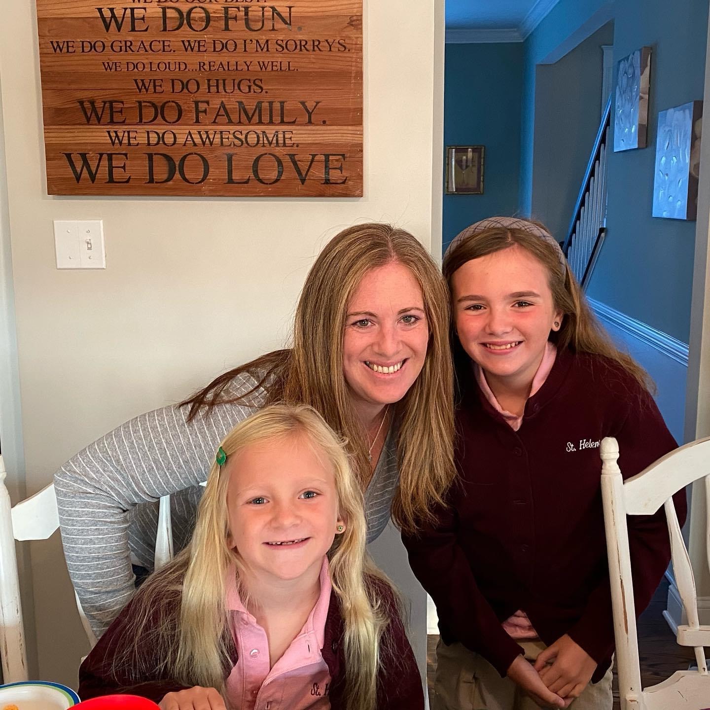 Katie Farrell, MSN, on the first day of the EdD program at Drexel University with her children.